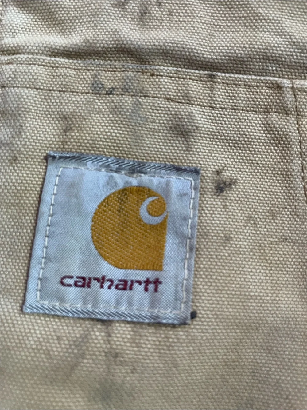 Vintage Carhartt J03 Distressed Faded Tan Brown Workwear Jacket
